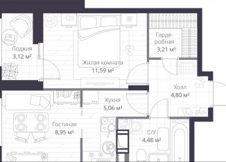 Продается однокомнатная квартира, 39.7 м2, Сертолово