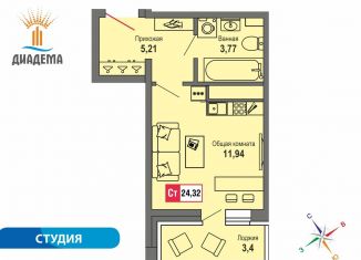 Квартира на продажу студия, 22.7 м2, Тверь, Пролетарский район