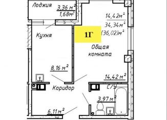 1-комнатная квартира на продажу, 36 м2, Самара, Советский район, улица Советской Армии, 170