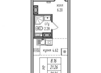 Продаю квартиру студию, 21.3 м2, посёлок Парголово, Заречная улица, 50