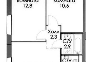 2-комнатная квартира на продажу, 50.9 м2, Москва, станция Щербинка