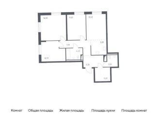 Продается 3-комнатная квартира, 83.2 м2, Ленинградская область, жилой комплекс Квартал Лаголово, 2