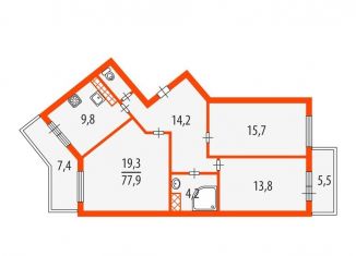 Продажа 3-комнатной квартиры, 78 м2, Санкт-Петербург, ЖК Рио, Союзный проспект, 4