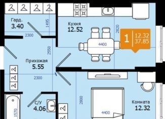 Продажа однокомнатной квартиры, 37.9 м2, Батайск