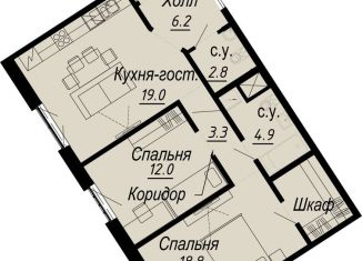 2-комнатная квартира на продажу, 68.2 м2, Санкт-Петербург, муниципальный округ Аптекарский Остров