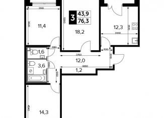 Продажа трехкомнатной квартиры, 76.3 м2, Люберцы, жилой комплекс 1-й Лермонтовский, к5.1