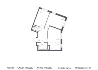 2-комнатная квартира на продажу, 56.9 м2, деревня Лаголово, жилой комплекс Квартал Лаголово, 1