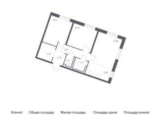 Двухкомнатная квартира на продажу, 59 м2, Ленинградская область, жилой комплекс Квартал Лаголово, 1