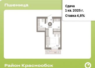 Продажа квартиры студии, 27.8 м2, рабочий посёлок Краснообск
