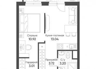 Продам 1-комнатную квартиру, 35.5 м2, Казань, ЖК Грин