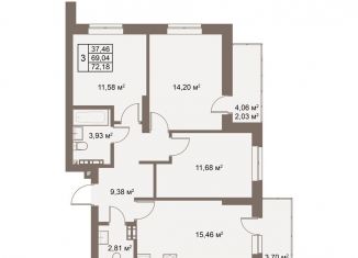 Продается 3-ком. квартира, 78.2 м2, Верхняя Пышма, улица Алексея Латышова, 1