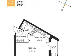 Продаю квартиру студию, 29.6 м2, Екатеринбург, улица Олега Кошевого, 1, ЖК Уктус