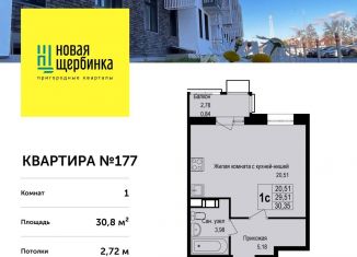 Продается 1-комнатная квартира, 30.8 м2, деревня Борисовка, улица Рахманинова, 13