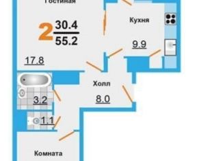 Продаю двухкомнатную квартиру, 55.2 м2, Лобня, улица Колычева, 6, ЖК Лобня-Сити