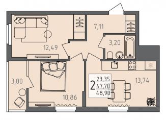 Продажа 2-ком. квартиры, 48.9 м2, Волгоград, Краснооктябрьский район