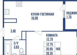 Продажа однокомнатной квартиры, 39.4 м2, Санкт-Петербург, ЖК Октябрьская набережная