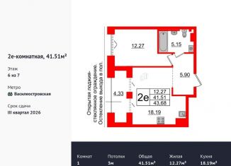 Продажа 1-комнатной квартиры, 41.5 м2, Санкт-Петербург, метро Нарвская, Масляный канал, 2