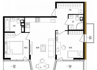 Продается двухкомнатная квартира, 62.3 м2, Санкт-Петербург, ЖК Белый Остров, Белоостровская улица, 7