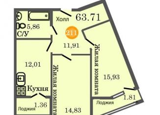 2-ком. квартира на продажу, 63.7 м2, Калининград, Центральный район