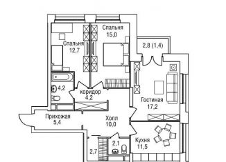 Продам 3-комнатную квартиру, 86.4 м2, Москва, Шелепихинская набережная, 42к2, ЖК Фридом