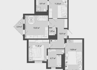 Продам трехкомнатную квартиру, 78.3 м2, Ленинградская область