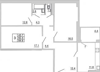 Продам 3-комнатную квартиру, 84.6 м2, Псков, Северная улица, 43, ЖК Сиреневый Парк