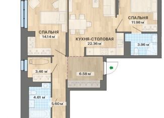 3-комнатная квартира на продажу, 94.2 м2, Екатеринбург, ЖК Северное Сияние, улица Уральских Рабочих