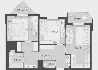 Продам двухкомнатную квартиру, 59.5 м2, Мурино