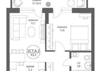 Продам 2-ком. квартиру, 43.3 м2, Новосибирск, Дзержинский район, улица Коминтерна, 1с