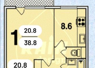 1-комнатная квартира на продажу, 38.8 м2, Москва, Лухмановская улица, 1, метро Лухмановская