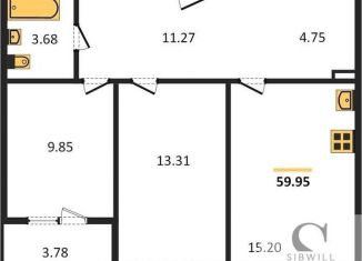 Продается 2-ком. квартира, 60 м2, посёлок Элитный, Венская улица, 11