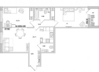 Продам двухкомнатную квартиру, 76.4 м2, Санкт-Петербург, Красногвардейский переулок, 23Н, Красногвардейский переулок