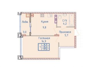 Продажа 1-ком. квартиры, 37.6 м2, Ставрополь, ЖК Суворов, улица Алексея Яковлева, 3/1