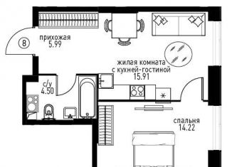 Продажа двухкомнатной квартиры, 39.4 м2, Москва, Мичуринский проспект, вл45, метро Проспект Вернадского