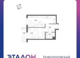 1-комнатная квартира на продажу, 41 м2, Санкт-Петербург, ЖК Новоорловский