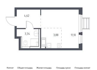 Квартира на продажу студия, 22.9 м2, деревня Мисайлово, микрорайон Пригород Лесное, к6