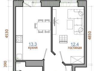 1-комнатная квартира на продажу, 41.4 м2, рабочий поселок Маркова, жилой комплекс Ботаника, 11, ЖК Ботаника