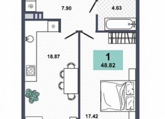 Продажа двухкомнатной квартиры, 48.8 м2, Тюмень, Ставропольская улица, 95, ЖК Зелёный квартал Uno