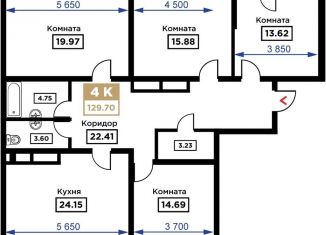 Продажа 4-ком. квартиры, 129.7 м2, Краснодар, Школьная улица, 1, Прикубанский округ