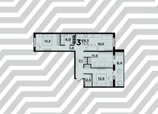 Продам 3-комнатную квартиру, 73.5 м2, Волгоград, ЖК Парк Европейский