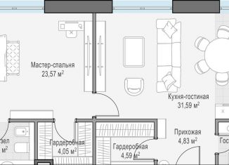 1-комнатная квартира на продажу, 78.9 м2, Москва, метро Площадь Революции