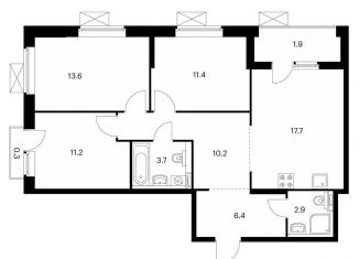 Продам 3-комнатную квартиру, 78.8 м2, Калужская область, жилой комплекс Парковый Квартал, 5