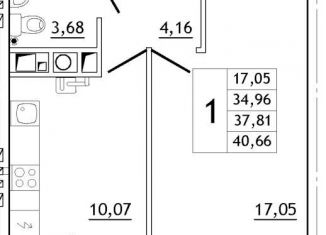 Продается 1-комнатная квартира, 40.7 м2, деревня Новосельцы, Юбилейная улица, 16