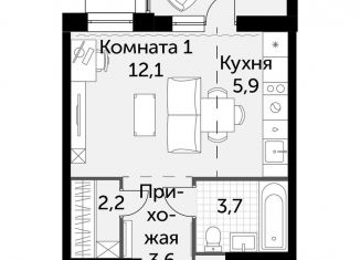Продается квартира студия, 28.6 м2, деревня Бородино, Малая Бородинская улица, 1к7