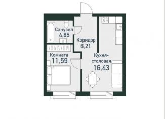 2-комнатная квартира на продажу, 36.6 м2, посёлок Западный