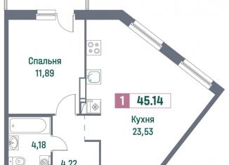 Продается 1-комнатная квартира, 45.1 м2, Ленинградская область