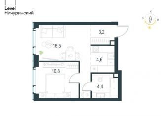 Продается 2-комнатная квартира, 39.5 м2, Москва, метро Мичуринский проспект, жилой комплекс Левел Мичуринский, к3