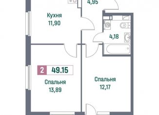 Продам 2-комнатную квартиру, 49.2 м2, Ленинградская область