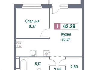 1-ком. квартира на продажу, 42.3 м2, Ленинградская область