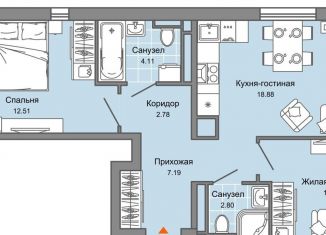 3-ком. квартира на продажу, 61 м2, Ульяновск, жилой комплекс Светлые кварталы, 2